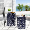 Modern Iron Cut Design End Table (Set of 2) - Navy Blue Modern Iron Cut Design End Table (Set of 2) - Navy Blue