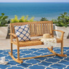 Outdoor Rocking Loveseat With Acacia Wood Frame - Natural