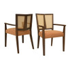 Mid Century Modern Arm Dining Chair Set With Rattan Backrest