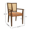 Mid Century Modern Arm Dining Chair Set With Rattan Backrest