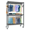 Heavy Duty Rolling Clothes Rack With 3 Tier Shelves, 2 Rails & Side Hooks, Adjustable Freestanding Organizer Metal - Black Heavy Duty Rolling Clothes Rack With 3 Tier Shelves, 2 Rails & Side Hooks, Adjustable Freestanding Organizer Metal - Black