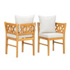 Farmhouse Modern Dining Corner Chairs (Set of 2) With Handwoven Rattan Backrests And Solid Wood Legs - Natural / White Farmhouse Modern Dining Corner Chairs (Set of 2) With Handwoven Rattan Backrests And Solid Wood Legs - Natural / White