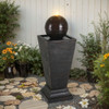 35.5" Tall Column Fountain With LED Lights, Retro Outdoor Decor, Weather Resistant Feature - Dark Brown 35.5" Tall Column Fountain With LED Lights, Retro Outdoor Decor, Weather Resistant Feature - Dark Brown