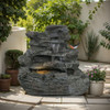 Concrete Rock Waterfall Fountain With LED Lights, Outdoor Garden Decor Concrete Rock Waterfall Fountain With LED Lights, Outdoor Garden Decor