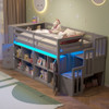 Loft Bed With Storage Cabinets, Staircase Drawers & LED Lights Loft Bed With Storage Cabinets, Staircase Drawers & LED Lights