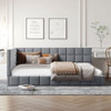 Full Size Upholstered Classic Mid Century Modern Daybed / Sofa Bed Frame, Elegant Design - Gray Full Size Upholstered Classic Mid Century Modern Daybed / Sofa Bed Frame, Elegant Design - Gray