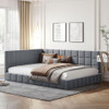 Full Size Upholstered Classic Mid Century Modern Daybed / Sofa Bed Frame, Elegant Design - Gray Full Size Upholstered Classic Mid Century Modern Daybed / Sofa Bed Frame, Elegant Design - Gray