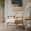 Chair With Cane Inset Back And Upholstered Seat - Light Brown Chair With Cane Inset Back And Upholstered Seat - Light Brown