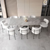 Extendable Dining Table Set With Curved Backrest Upholstered Chairs