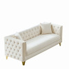 3 Seater Deep Seat Sofa, Sofa With Button Nailhead, Square Arm
