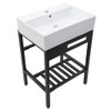 Console Sink With 304 Legs, 24" X 16.75", Wall Mounted Design - White / Black Console Sink With 304 Legs, 24" X 16.75", Wall Mounted Design - White / Black
