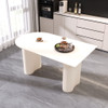 Modern Cream Style Dining Table With Round Wave Legs, 4 - 8 Person - Cream White