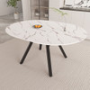 Modern Extendable White Circular Dining Table with MDF Top and Metal Legs for 4-6 Persons Modern Extendable White Circular Dining Table with MDF Top and Metal Legs for 4-6 Persons