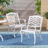Unravel - Outdoor Arm Chair With Scroll Design And Floral Accents (Set of 2) - White Unravel - Outdoor Arm Chair With Scroll Design And Floral Accents (Set of 2) - White