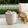 Outdoor / Indoor, Lightweight Concrete Side Table With Travertine - Beige