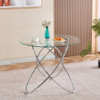 Metal Leg Dining Table With Tempered Glass Top