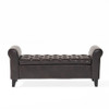Hayes - Contemporary Armed Storage Bench With Button Tufting And Rolled Arms