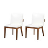 Modern Dining Chairs (Set of 2) With Glossy Upholstery - White / Walnut Modern Dining Chairs (Set of 2) With Glossy Upholstery - White / Walnut