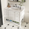 37" Bathroom Vanity With Artificial Marble Carrara Top, Multi Functional Cabinet With Doors And Drawer - White 37" Bathroom Vanity With Artificial Marble Carrara Top, Multi Functional Cabinet With Doors And Drawer - White