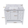 37" Bathroom Vanity With Artificial Marble Carrara Top, Multi Functional Cabinet With Doors And Drawer - White 37" Bathroom Vanity With Artificial Marble Carrara Top, Multi Functional Cabinet With Doors And Drawer - White