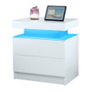 Modern LED Bedside Table Cabinet With Adjustable Lights And 2 Drawers - White Modern LED Bedside Table Cabinet With Adjustable Lights And 2 Drawers - White