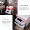 Modern LED Bedside Table Cabinet With Adjustable Lights And 2 Drawers - White Modern LED Bedside Table Cabinet With Adjustable Lights And 2 Drawers - White