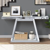 Modern Luxe Full Body Mirror Entryway Table With Trapezoid Base, 360° Reflective Console, Scratch Resistant, Open Storage - Silver Modern Luxe Full Body Mirror Entryway Table With Trapezoid Base, 360° Reflective Console, Scratch Resistant, Open Storage - Silver