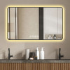 Modern Aluminum Frame Wall Mirror With Rounded Corners, Temperature Display, Tri Color Light, Defogging - Black Modern Aluminum Frame Wall Mirror With Rounded Corners, Temperature Display, Tri Color Light, Defogging - Black