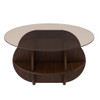 Round Coffee Table With Storage For Living Room - Walnut Round Coffee Table With Storage For Living Room - Walnut