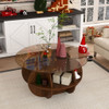 Round Coffee Table With Storage For Living Room - Walnut Round Coffee Table With Storage For Living Room - Walnut