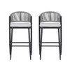 Outdoor Bar Height Metal Frame Counter Stools With Scallop Shaped Backrest & Water Resistant Cushions