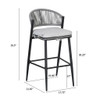 Outdoor Bar Height Metal Frame Counter Stools With Scallop Shaped Backrest & Water Resistant Cushions