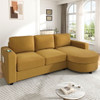 Modern L-Shaped Sectional Sofa With Curved Chaise, USB Ports, And Side Storage Pockets Modern L-Shaped Sectional Sofa With Curved Chaise, USB Ports, And Side Storage Pockets