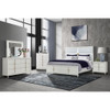 Uriuni - 5 Piece King Bedroom Set With Panel Headboard And LED Lighting - Gold / White
