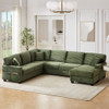 Upholstered U-Shaped Sectional Sofa With Movable Ottoman And Side Storage Pockets Upholstered U-Shaped Sectional Sofa With Movable Ottoman And Side Storage Pockets