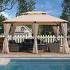 Outdoor Patio Gazebo Tent With Ventilated Double Roof And Sidewall Outdoor Patio Gazebo Tent With Ventilated Double Roof And Sidewall
