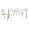 4 Piece Set Of Modern Color Block Designed Single Chairs With Long Table 4 Piece Set Of Modern Color Block Designed Single Chairs With Long Table