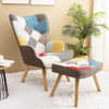 Accent Chair With Ottoman, Living Room Chair And Ottoman Set, Comfy Side Armchair For Bedroom, Creative Splicing Cloth Surface - Colorful Accent Chair With Ottoman, Living Room Chair And Ottoman Set, Comfy Side Armchair For Bedroom, Creative Splicing Cloth Surface - Colorful