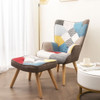 Accent Chair With Ottoman, Living Room Chair And Ottoman Set, Comfy Side Armchair For Bedroom, Creative Splicing Cloth Surface - Colorful Accent Chair With Ottoman, Living Room Chair And Ottoman Set, Comfy Side Armchair For Bedroom, Creative Splicing Cloth Surface - Colorful