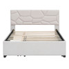 Upholstered Platform Bed With Brick Pattern Headboard And Twin Long Size Trundle