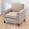 Modern Upholstered Accent Chair Armchair, Fabric Reading Living Room Side Chair, Single Sofa - Light Beige Modern Upholstered Accent Chair Armchair, Fabric Reading Living Room Side Chair, Single Sofa - Light Beige