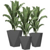 Outsunny - 18", 15.25", 11.75" Tall Planters (Set of 3), Indoor Outdoor Planters With Drainage Holes, Stackable Flower Pots For Garden, Patio, Balcony, Front Door - Gray Outsunny - 18", 15.25", 11.75" Tall Planters (Set of 3), Indoor Outdoor Planters With Drainage Holes, Stackable Flower Pots For Garden, Patio, Balcony, Front Door - Gray