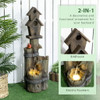 Outsunny - Outdoor Fountain With Birdhouse, Cascading Garden Waterfall Bird Bath With 3 Tier Rustic Tree Trunk / Log Design, LED Lights For Porch, Deck, Yard Decor - Brown Outsunny - Outdoor Fountain With Birdhouse, Cascading Garden Waterfall Bird Bath With 3 Tier Rustic Tree Trunk / Log Design, LED Lights For Porch, Deck, Yard Decor - Brown