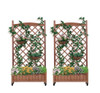 Raised Garden Bed With Trellis 2 Pack, Outdoor Planter Box & Plant Stand With Climbing Racks - Brown Raised Garden Bed With Trellis 2 Pack, Outdoor Planter Box & Plant Stand With Climbing Racks - Brown
