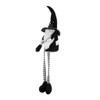 Sitting Gnome With Broomstick & Long Legs, For Halloween Decor - Black White