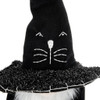 Sitting Gnome With Broomstick & Long Legs, For Halloween Decor - Black White