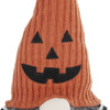 Sitting Gnome With Knit Hat, For Halloween Decor - Black / Orange / White