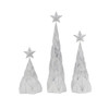 Resin / Foil Christmas Tree With Star Top (Set of 3) - White / Silver