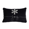 Velvet Pillow With Embroidered Joy And Frosty Snowflake, For Christmas Halloween Holiday Decor (Set of 2)