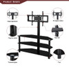 43.3" Multi-Function TV Stand Height Adjustable Bracket Swivel 3 Tier - Black
